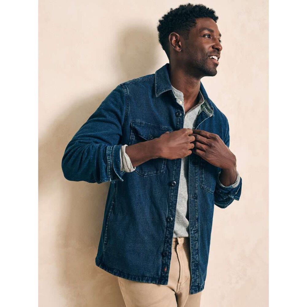 Faherty Men's Blue Denim Shirt Jacket